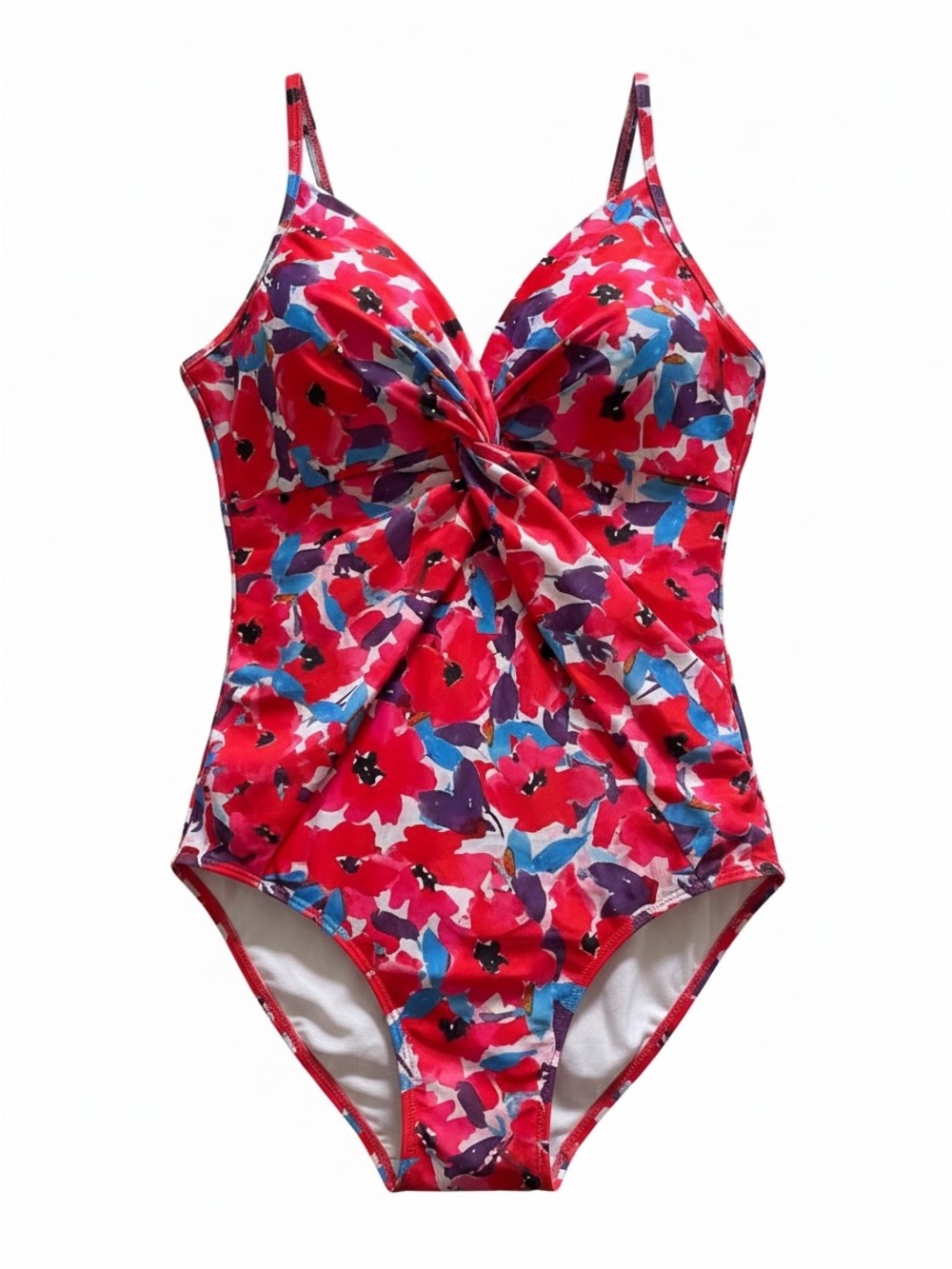 Grace Karin Pink & Blue Floral Twist-Front One-Piece Swimsuit